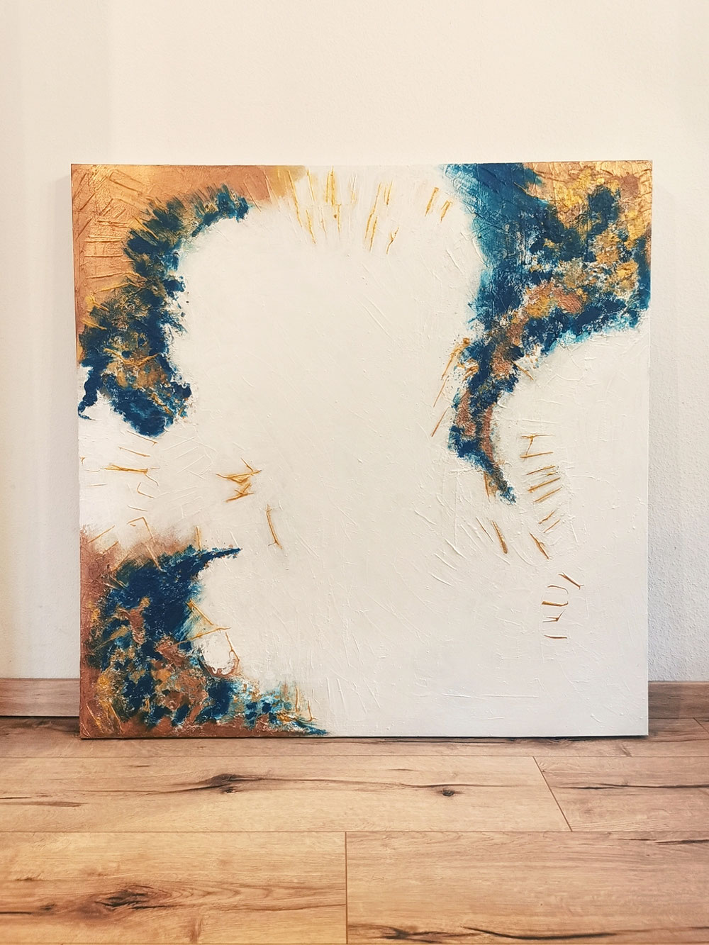 "The Beach" / 90x90x3,5 cm / Leinwand / Strukturpaste und Acrylfarben (Auftragsarbeit) 