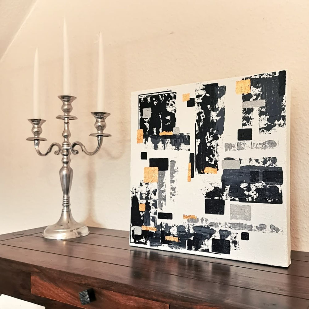 little industrial chic / 40x40x3,5cm mit Blattmetallen 