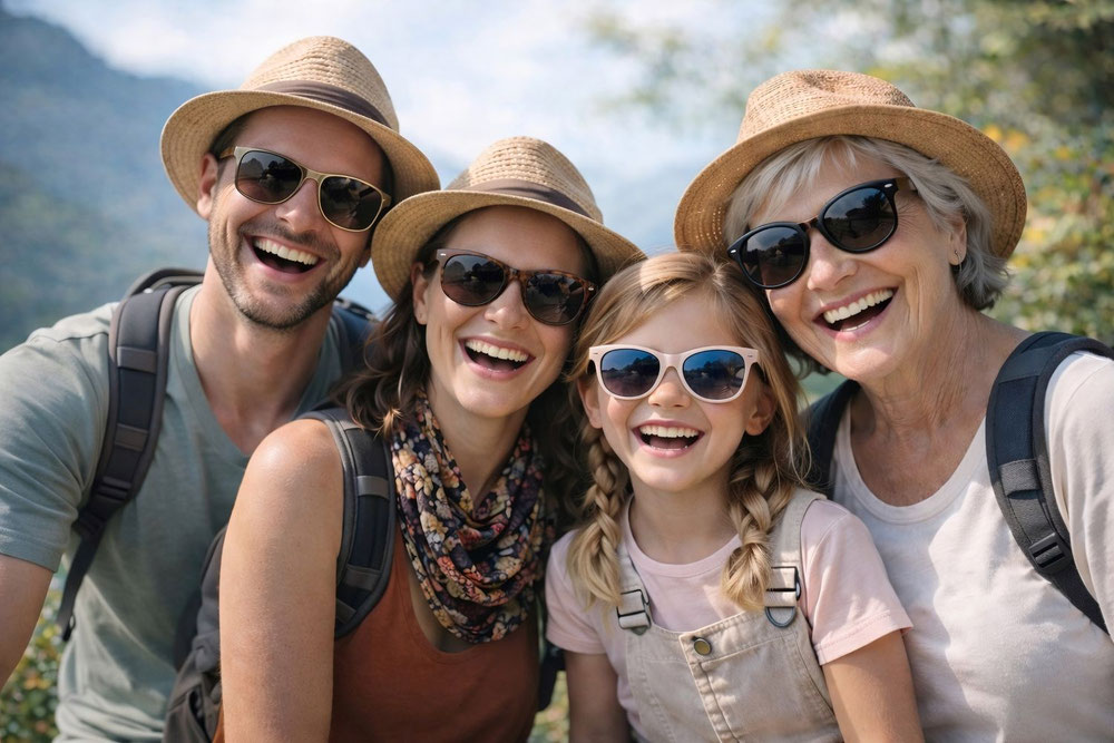 Familie mit Sonnenbrillen