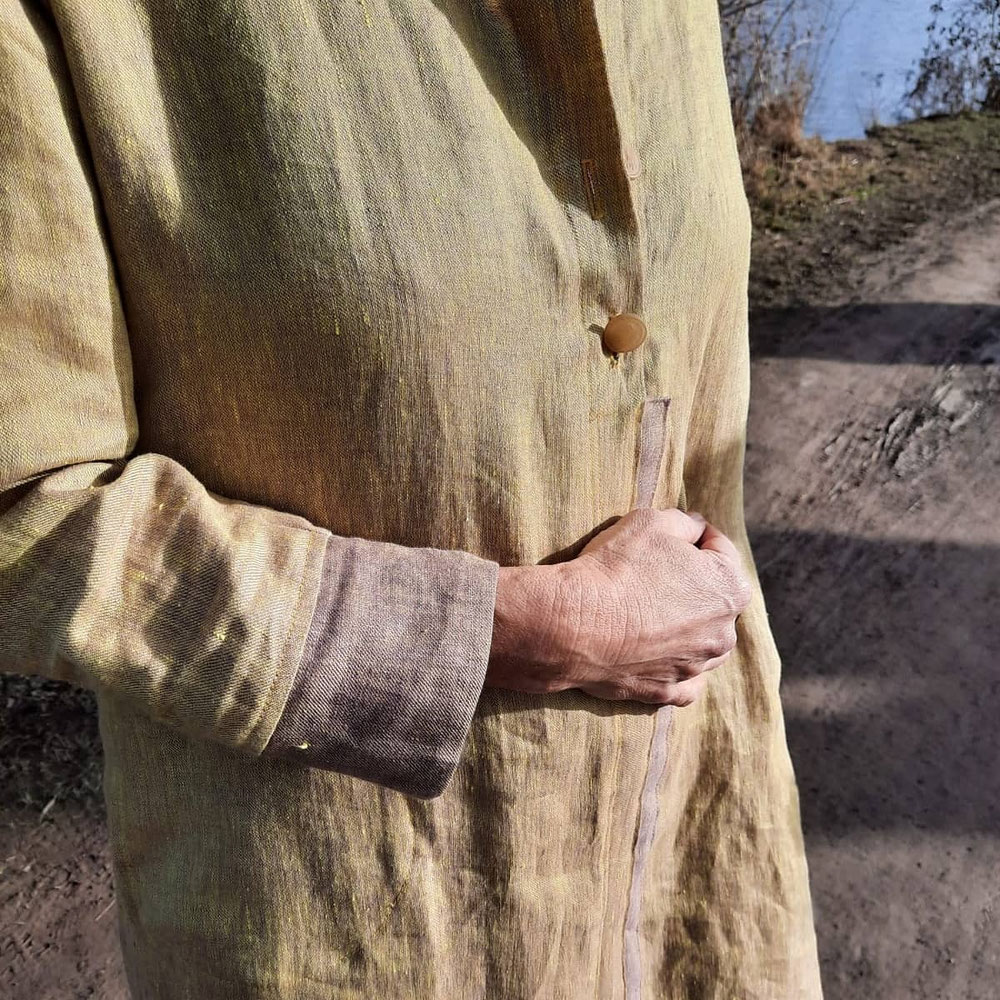 Super leichtes Leinenkleid in einem gelb-flieder Changeant