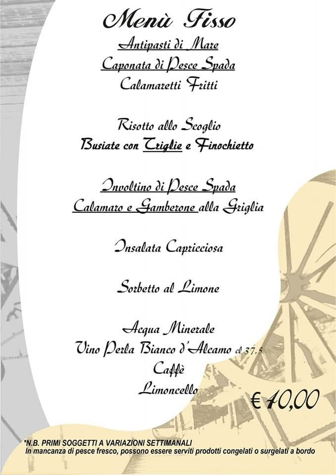 Menu Fisso Benvenuti Su Laruotadagaspare