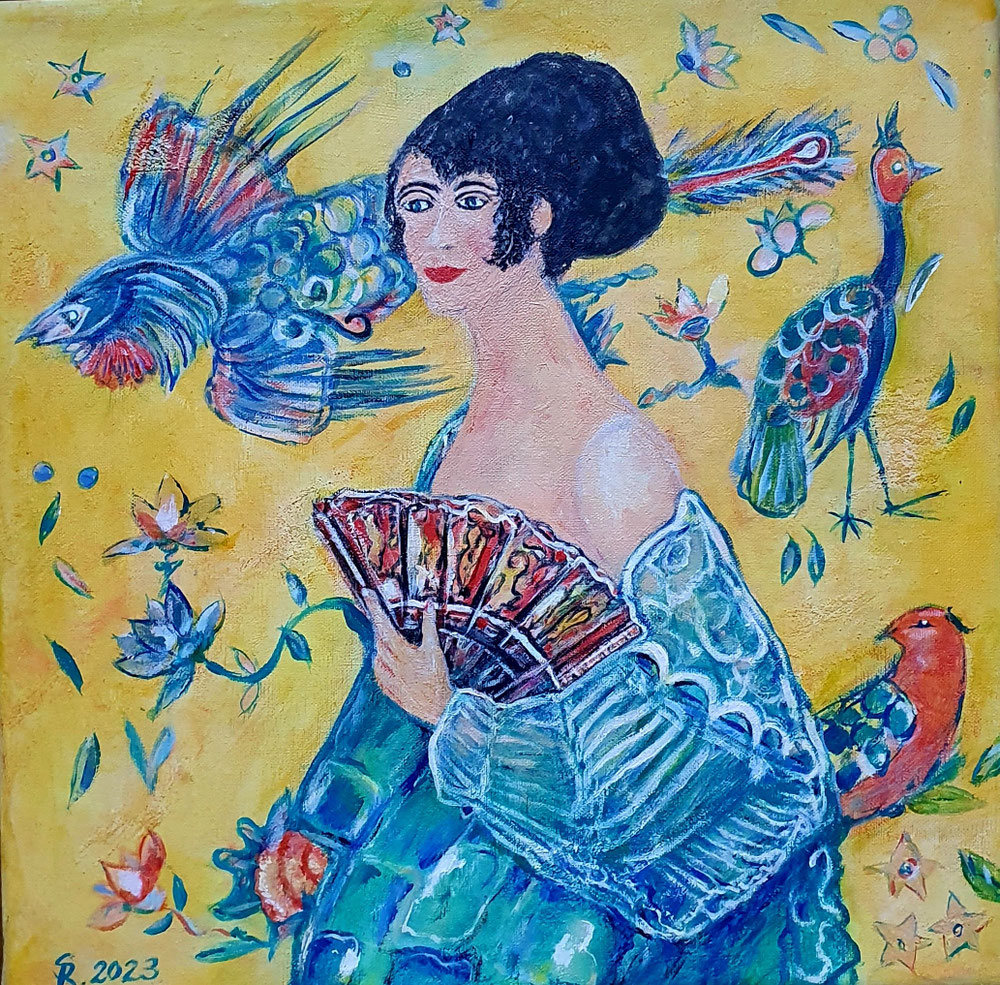 Dame mit Fächer (gemalt nach G.Klimt)