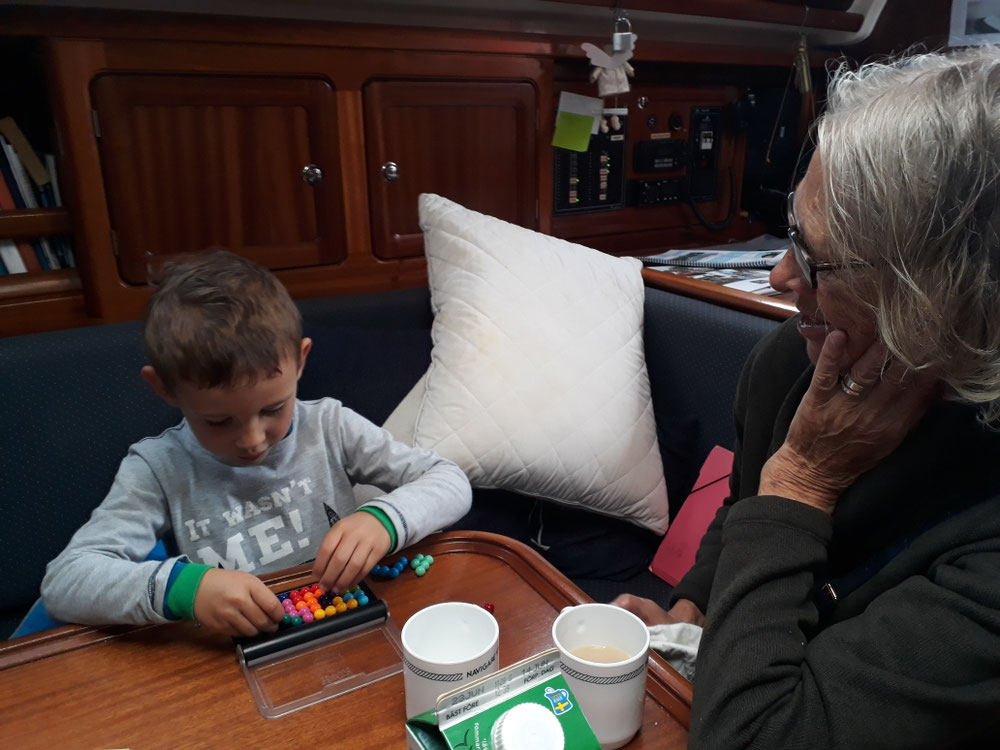 Gian tries out my mum's game