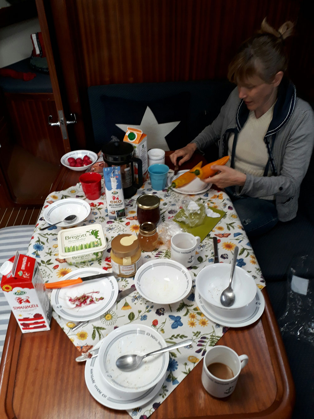Christine preparing our lunch snacks