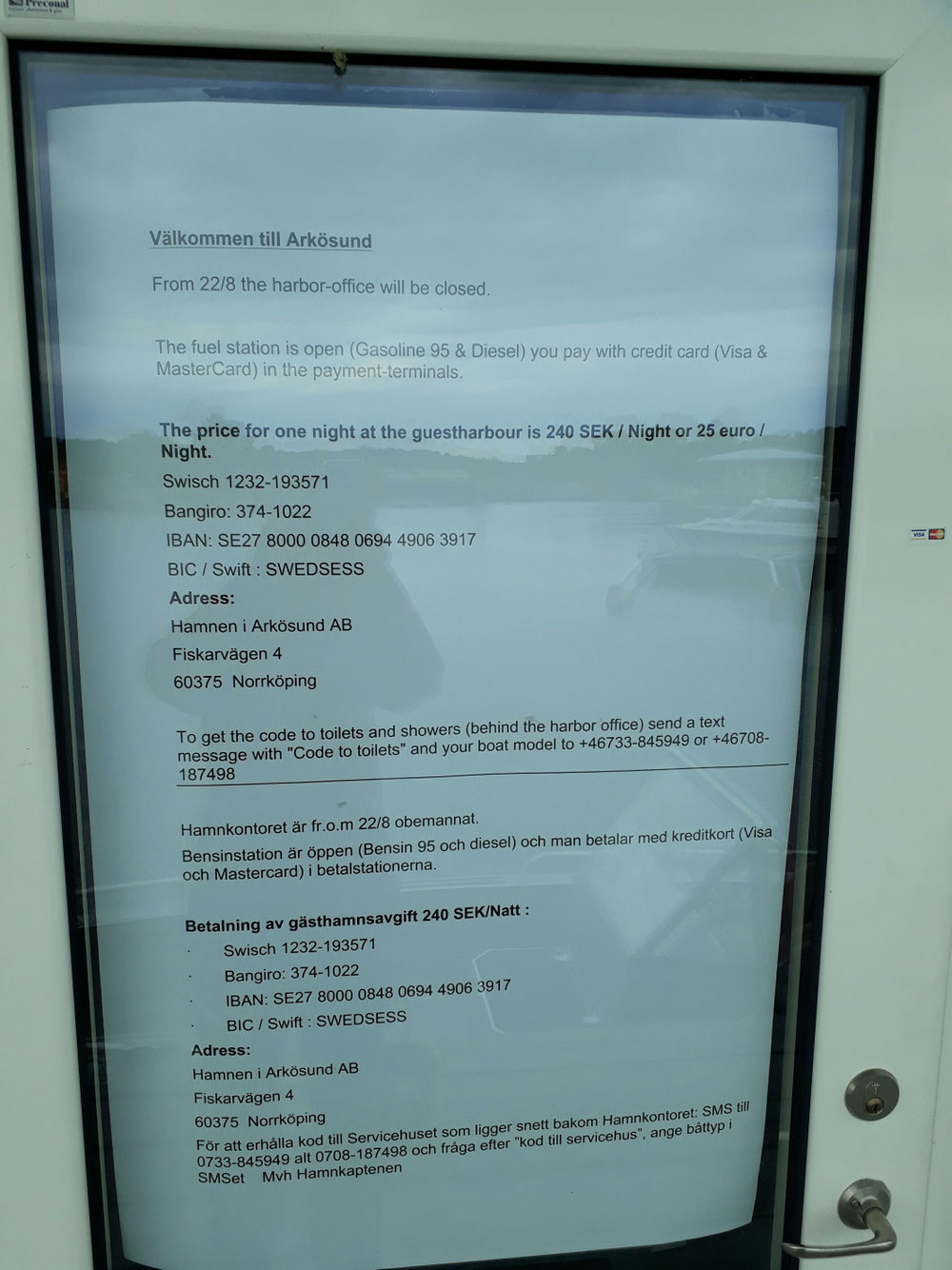 Unmanned harbor notice