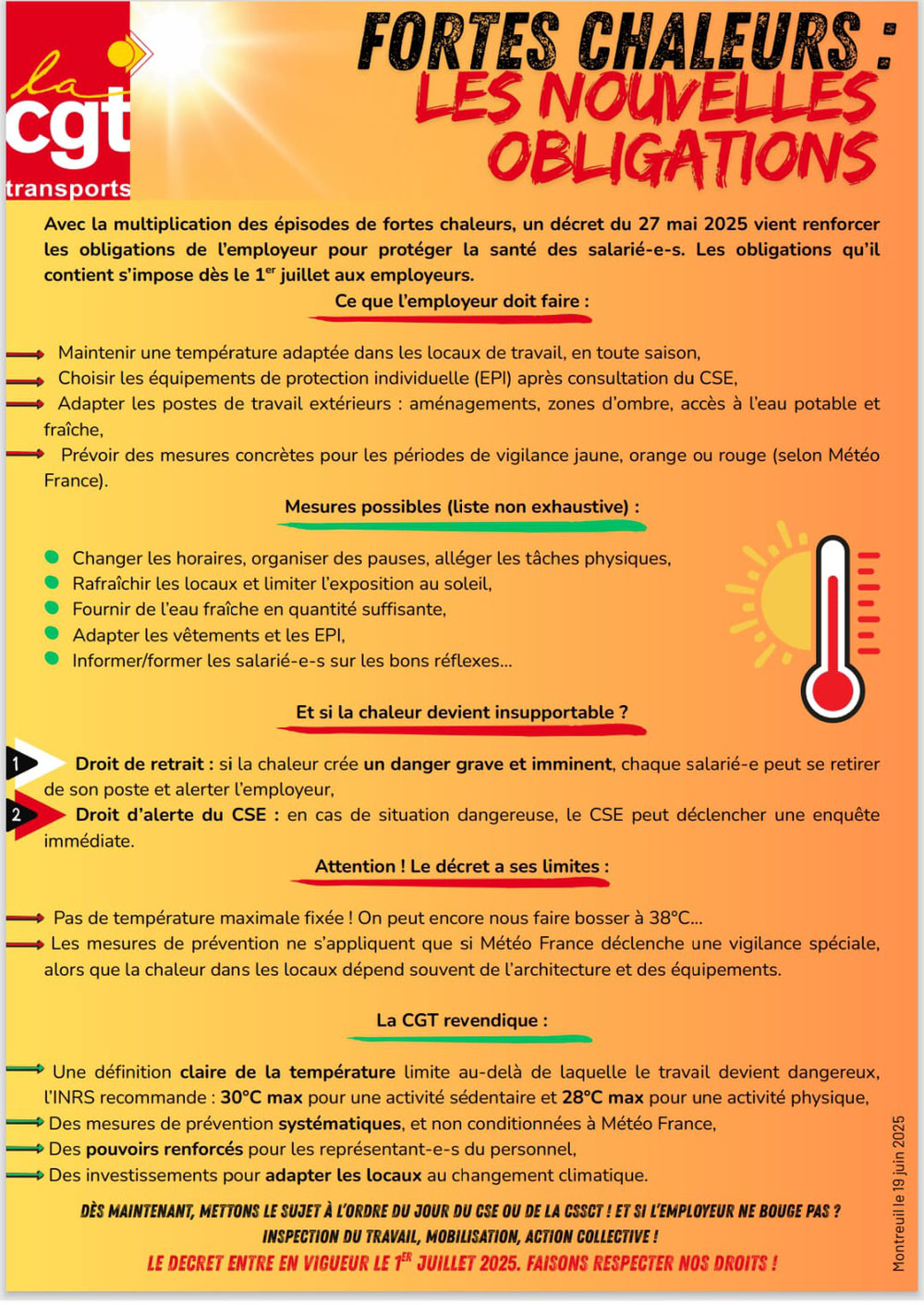 Fortes chaleurs Nouvelles obligations 