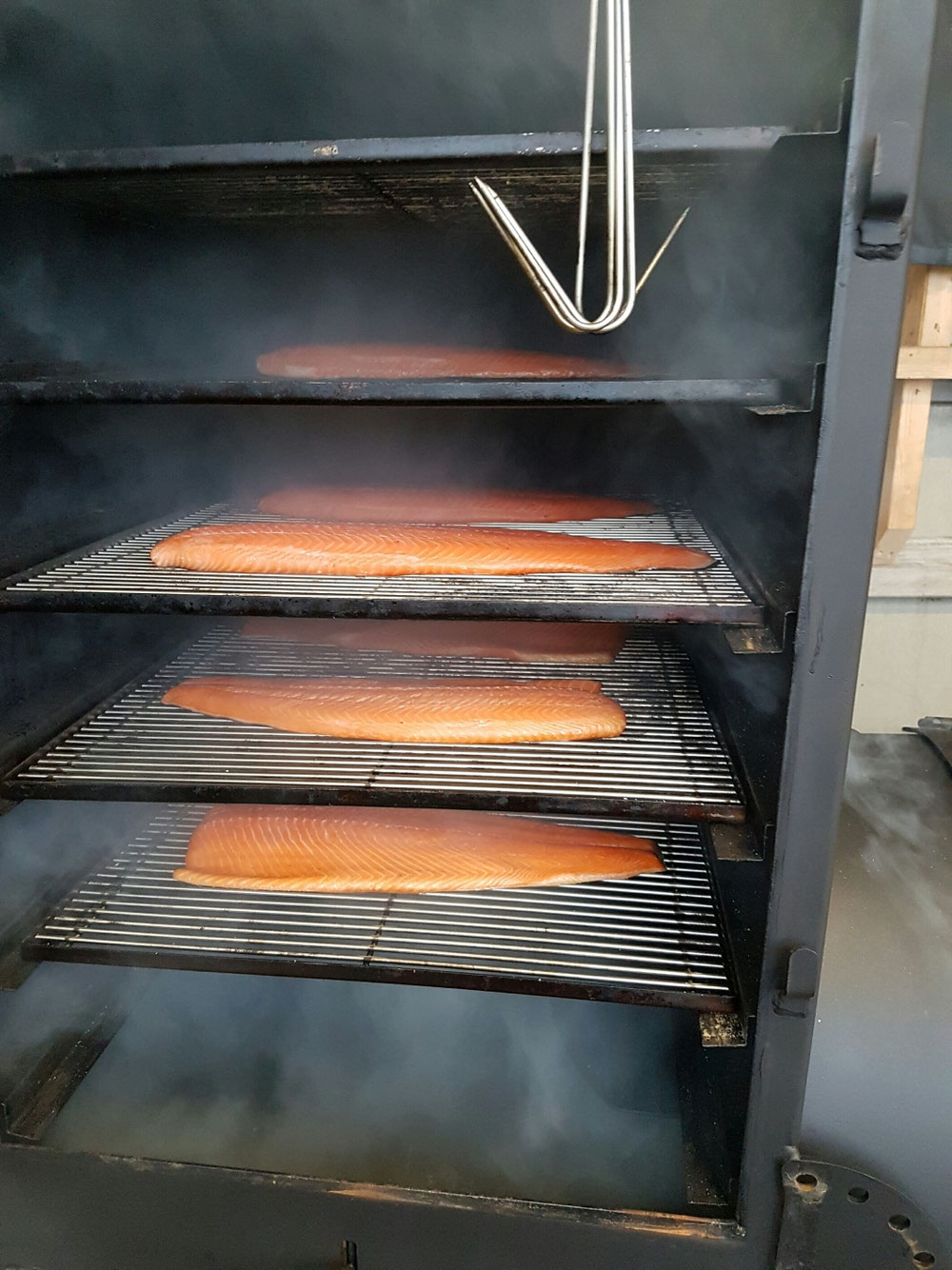 Warm gerookte zalm. 
