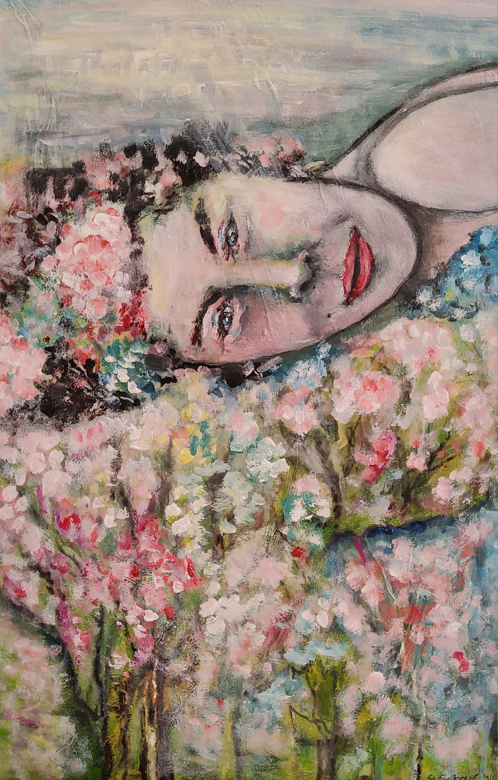 am Blumenstrand - Acryl auf 40 x 60 cm Leinwand