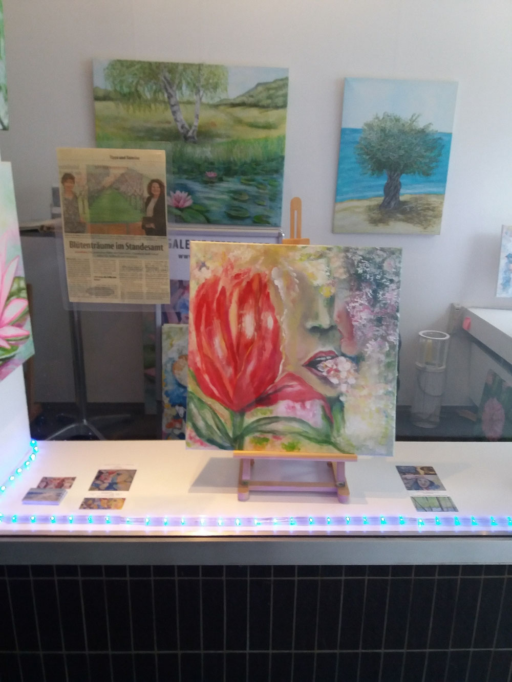 Tulpenfrau Acryl auf Leinwand 50 x 50 cm,  Motiv Künstlerpostkarte Galerie Steffi-1Art 