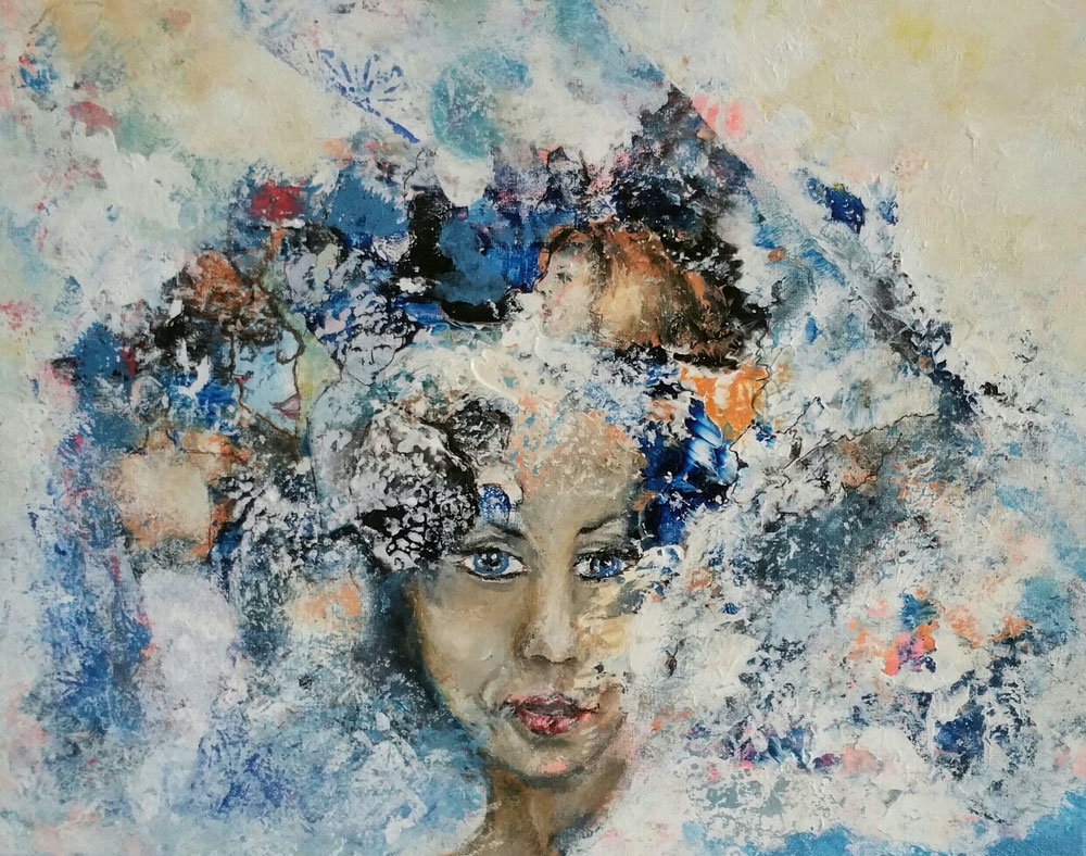 Träumende - Acryl/Mischtechniken auf 50 × 40 cm Leinwand