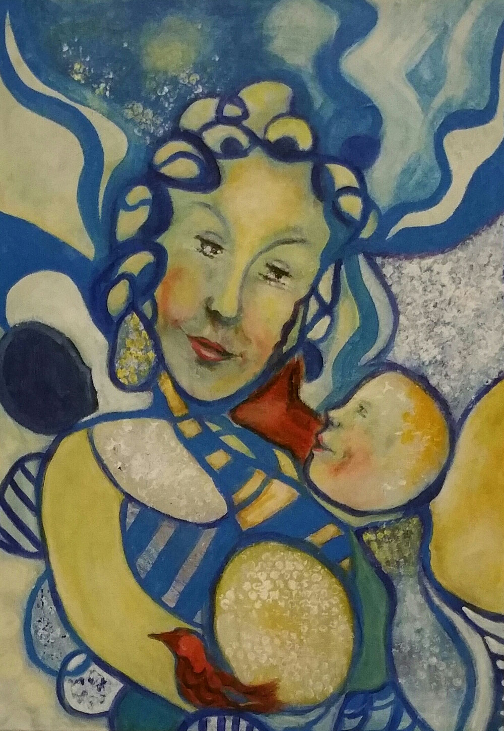 "Mutterliebe grenzenlos" Acryl auf - 70  x 50 cm Leinwand