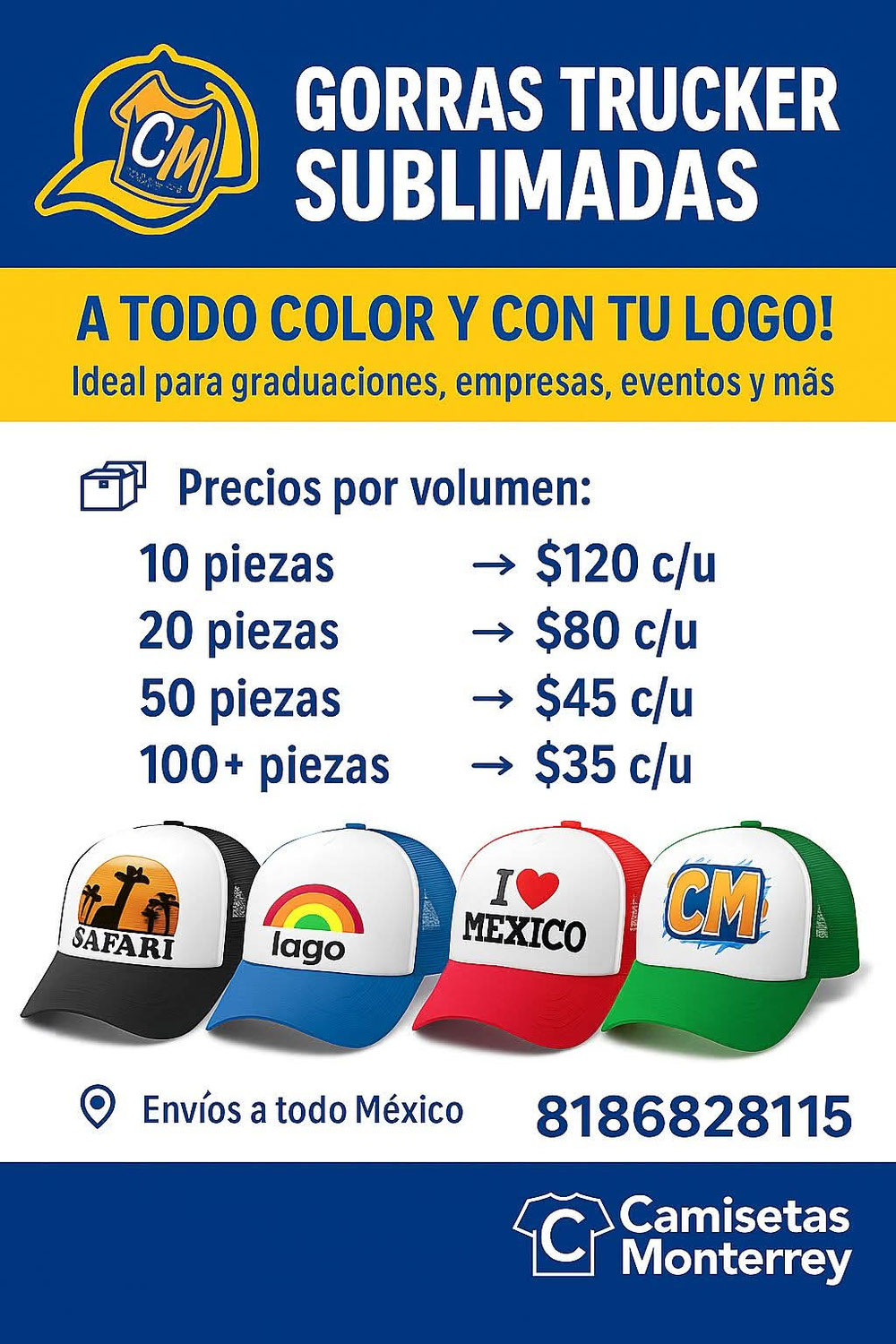Gorra trucker sublimada a todo color 