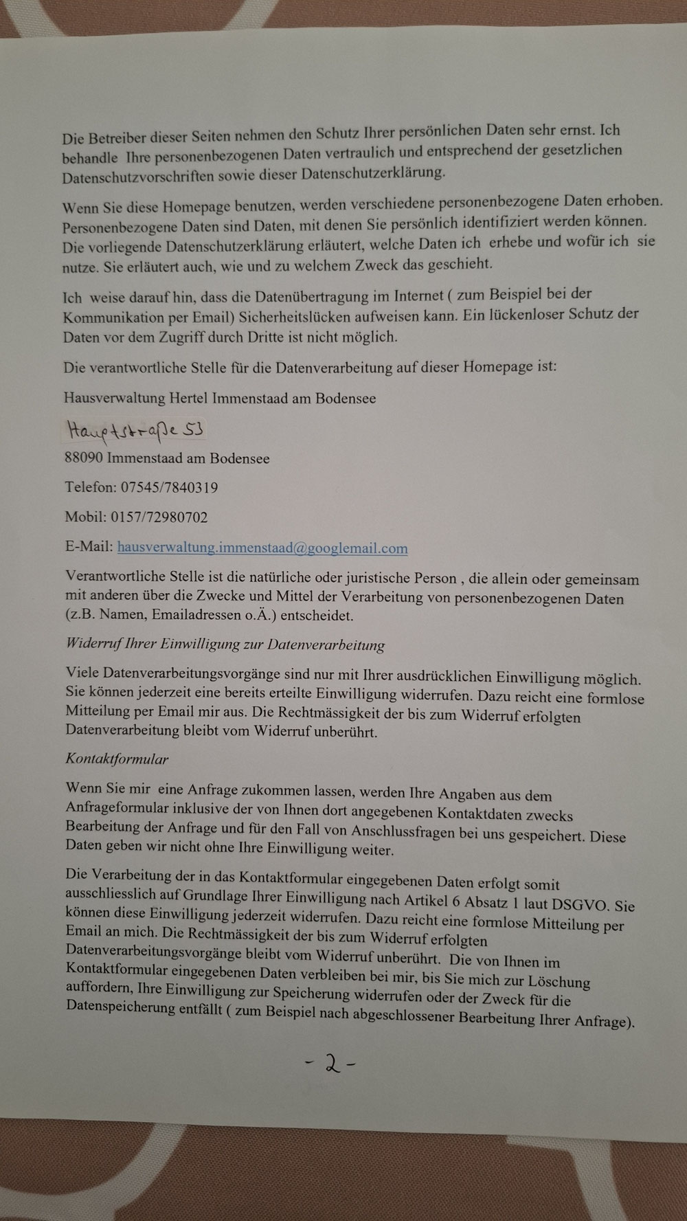 Datenschutz Seite 2