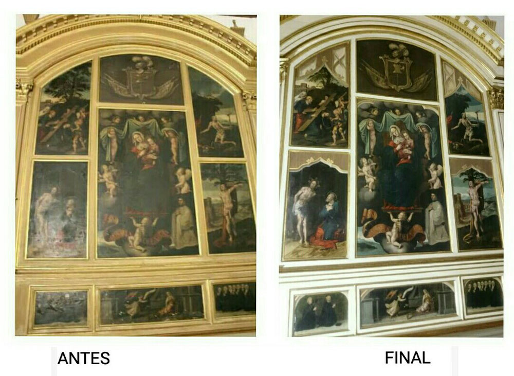 Restauración de Retablo Santa María de la Paz. Pedro Campaña. Iglesia de San Pedro (Sevilla) 