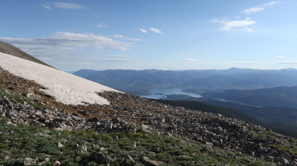 Blick von 3800m zurück Richtung See bei Frisco