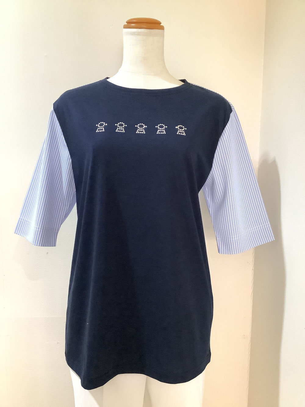 ピッコーネ（picone）4−PS33 紺/白/サックスストライブTシャツ38 ¥25,300（税込）