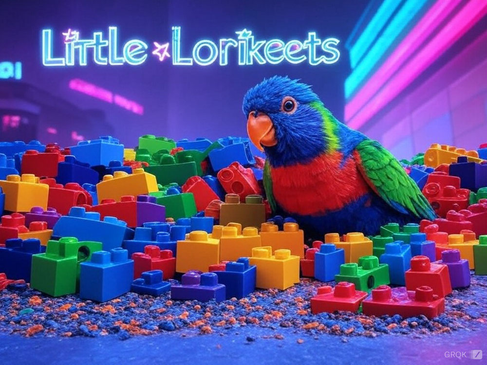 Little Lory playing in the blocks 