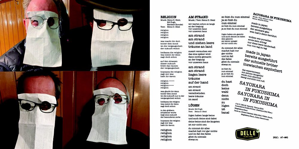 Inner Sleeve  der EP, mit den Original Masken. Aufgenommen im Weinhaus Sittl 2020