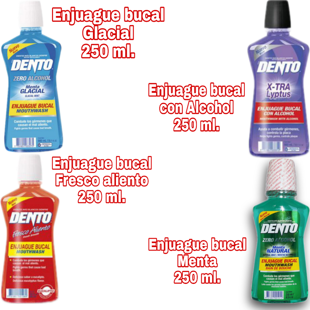 Enjuague bucal adulto frasco de 250 ml.x 12  S/. .........x 06 S/.