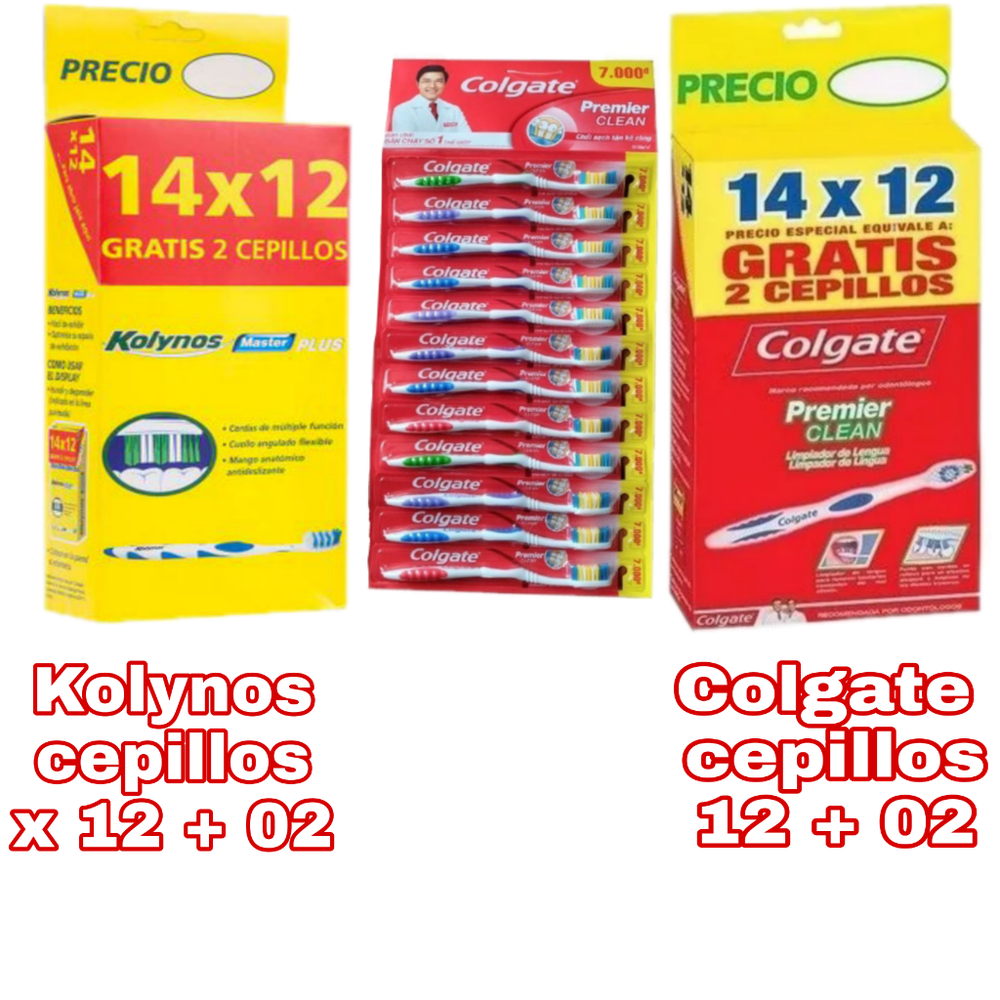 Cepillos Kolynos 12+2 caja x 01 S/.|Cepillos Colgate 12+2 caja x 01 S/. | Cepillos Colgate en tira x 12 S/.