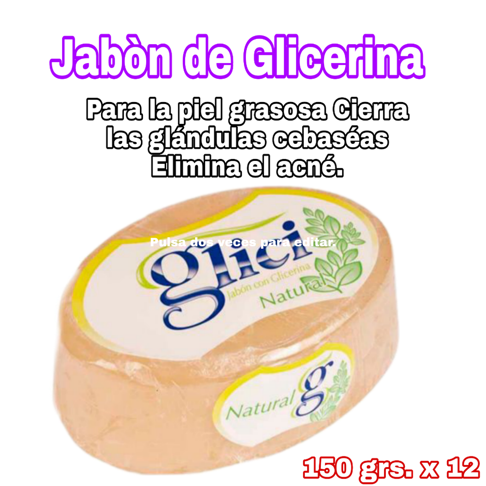 Jabòn de glicerina 150 grs. x 12  S/. 35.00;  x 06 S/ 18.00
