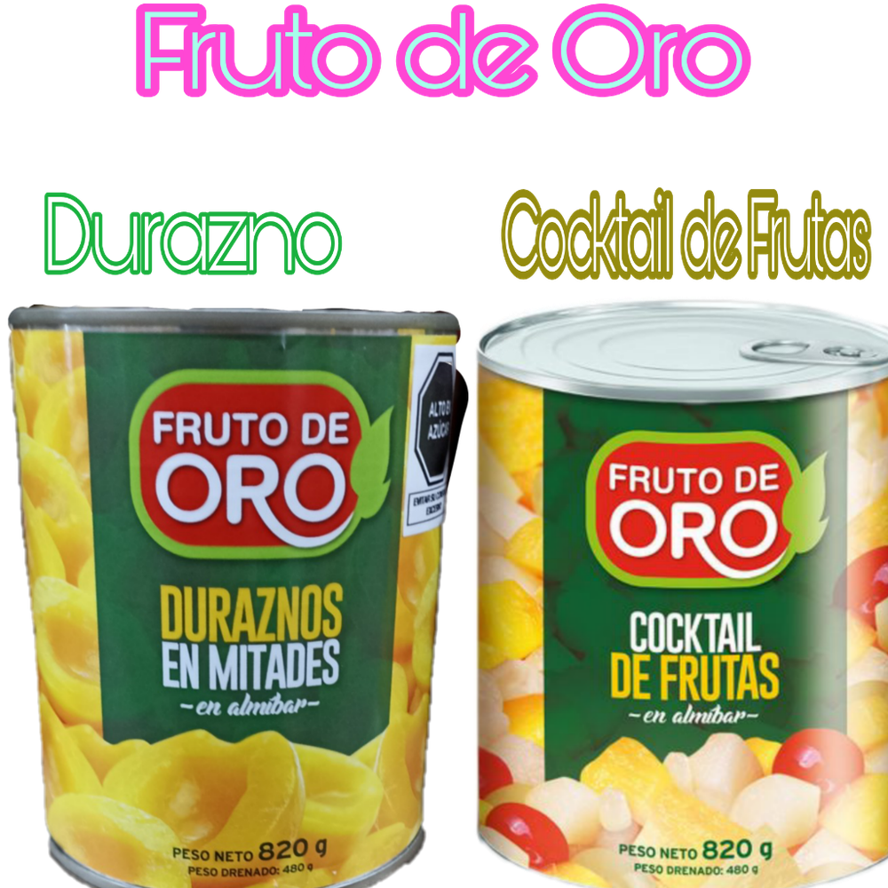 FRUTO DE ORO 820 grs. x 12 S/.  || COCKTAIL DE FRUTAS x 12  S/.