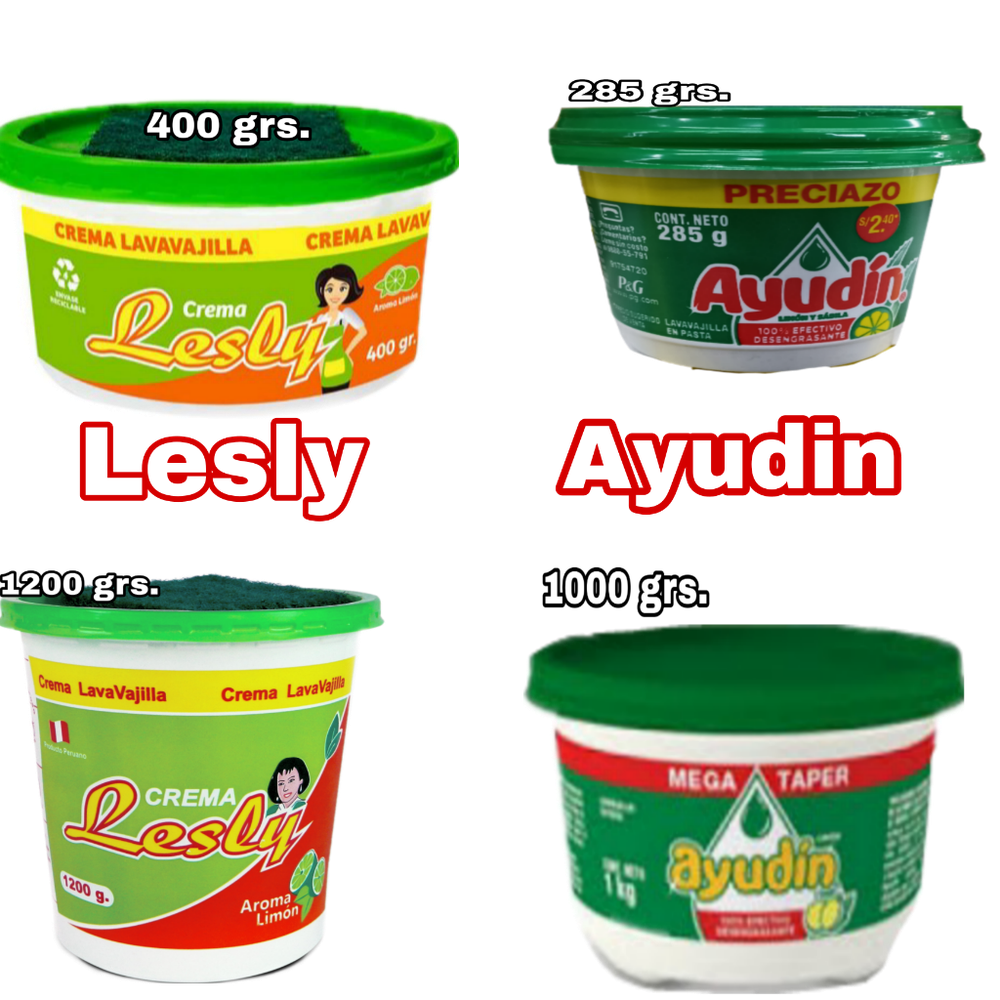 Ayudin pote 285 grs. x 12 S/. |Ayudin pote 01 kl.x 06 S/..| Lesly pote 400 grs.x 12 /. | Lesly pote 1.2 kls.x 06 S/.;