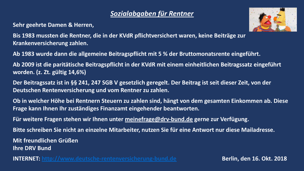 KV Anteil bei der Rente erst ab 1983