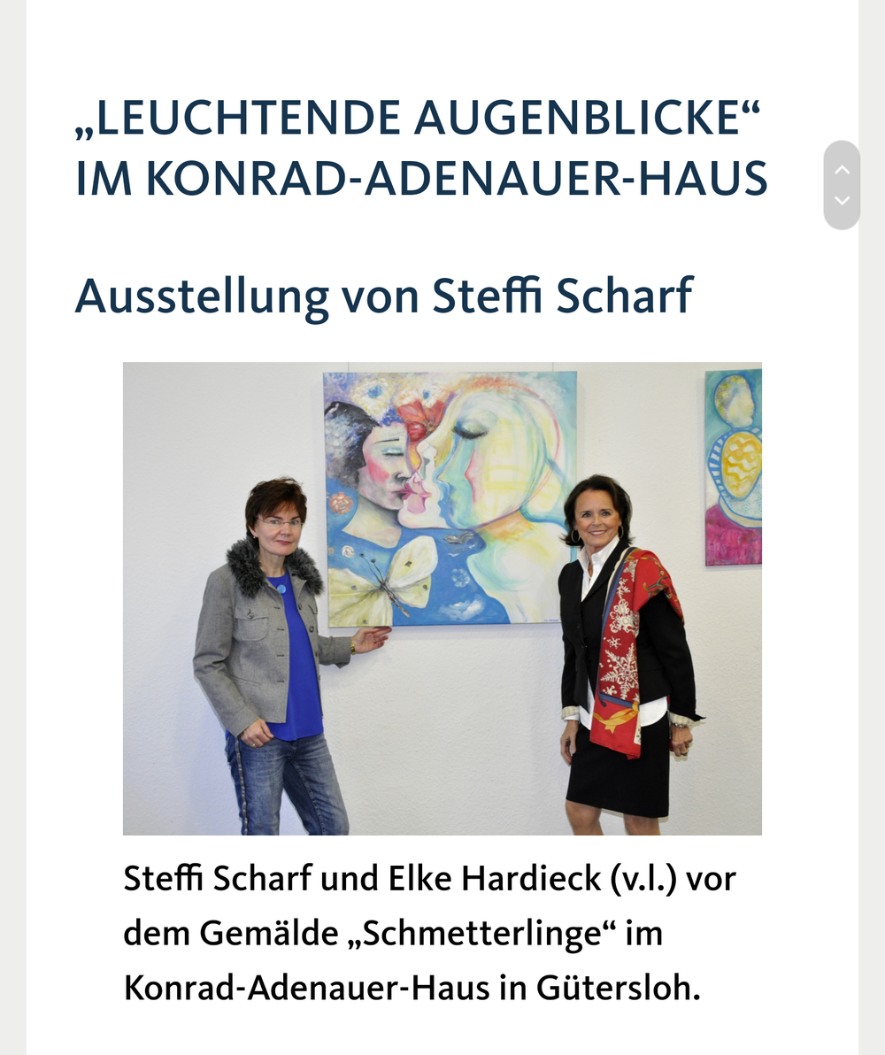Herzlich Willkommen am 10.11.19 um 11 Uhr zur Vernissage im Konrad-Adenauer-Haus, Moltkestr. 56, Gütersloh  