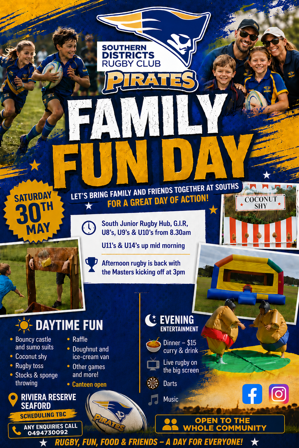 30th may , Junior rugby hub and family day