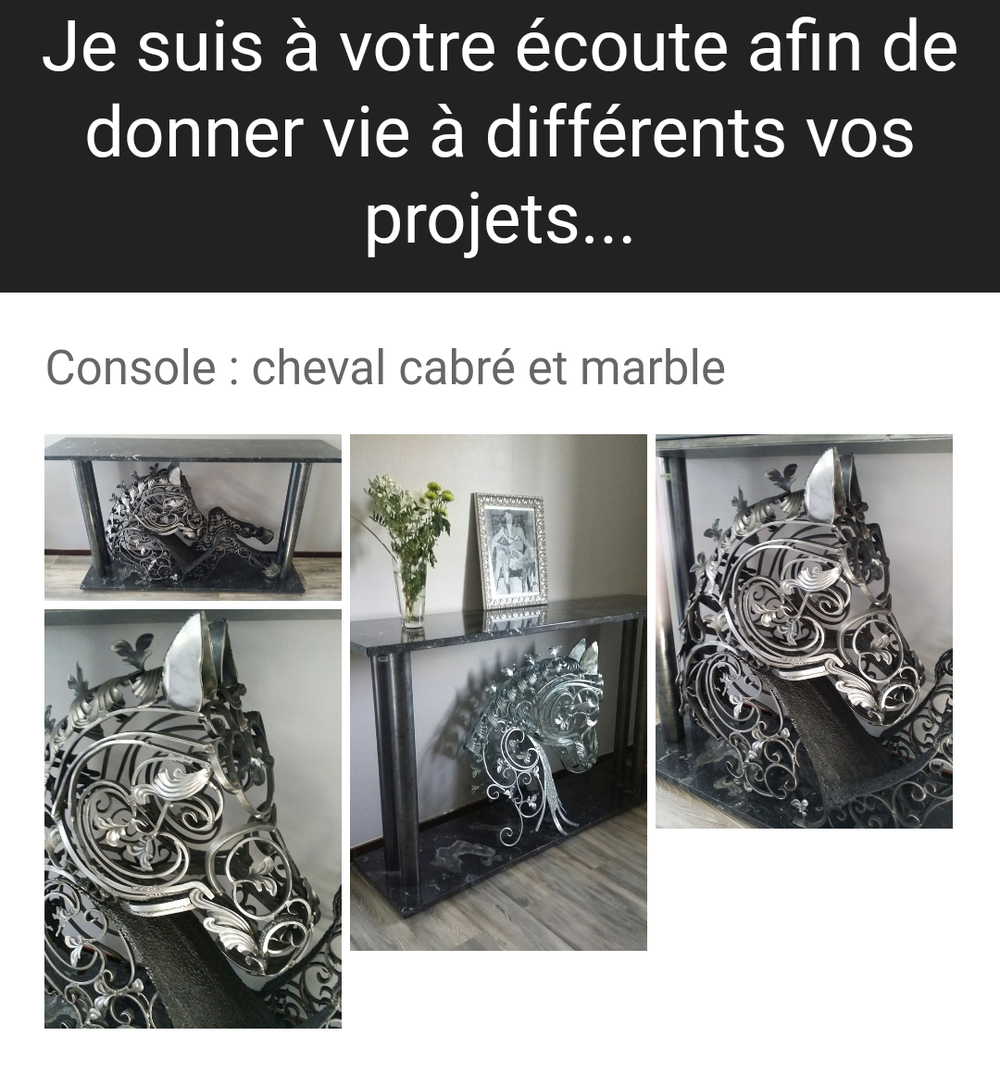 Console en marbre/sculpture métal 