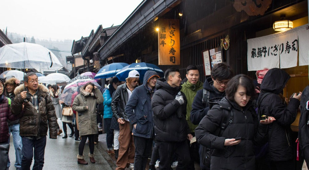 Popular Takayama restaurant exterior with a warm inviting atmosphere.