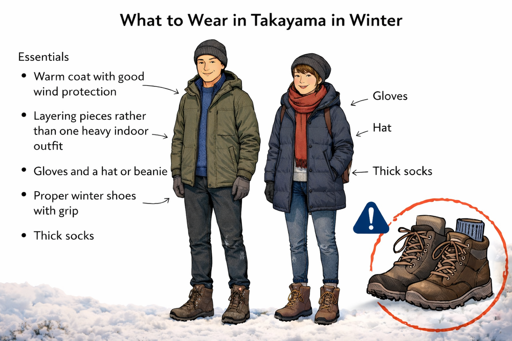 The best clothes to wear in Gifu Takayama in winter.