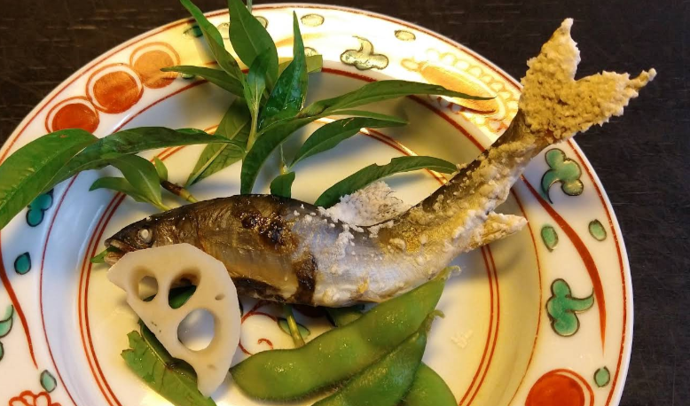 Salt-grilled ayu sweetfish, a Gifu specialty