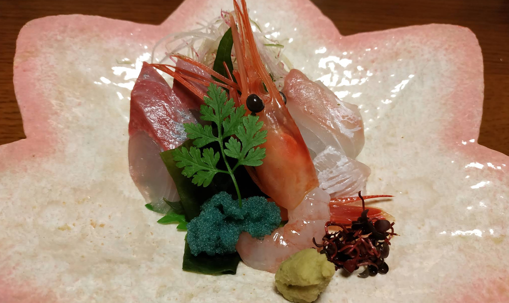 Otsukuri sashimi assortment in a Japanese course meal