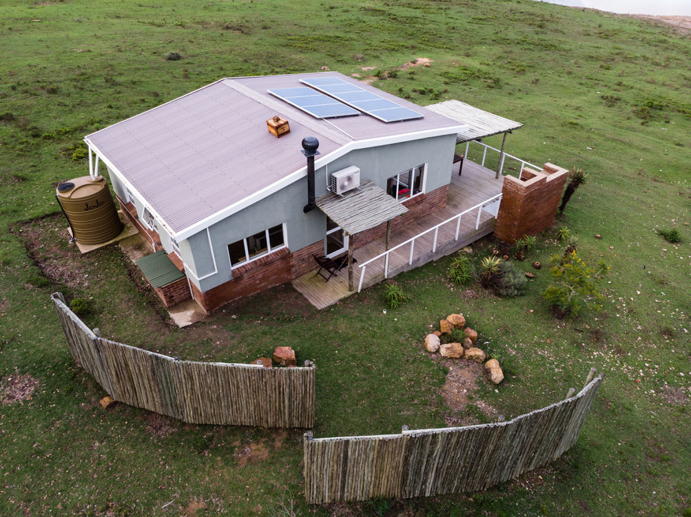 Aerial of the Dam Cottage at Fort Governors Estate, Eastern Cape, South Africa
