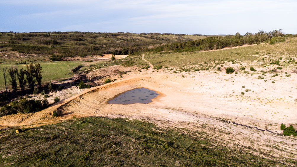 Aerial of a dam at Fort Governors Estate, Eastern Cape, South Africa