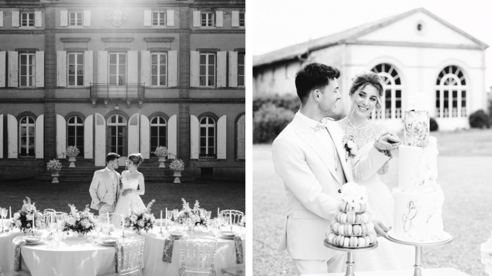 Histoire d'amour bleu pastel dans un château français - Magazine Un Jour Un Oui - Crédit photo : Soufiane Zaidi Photographie