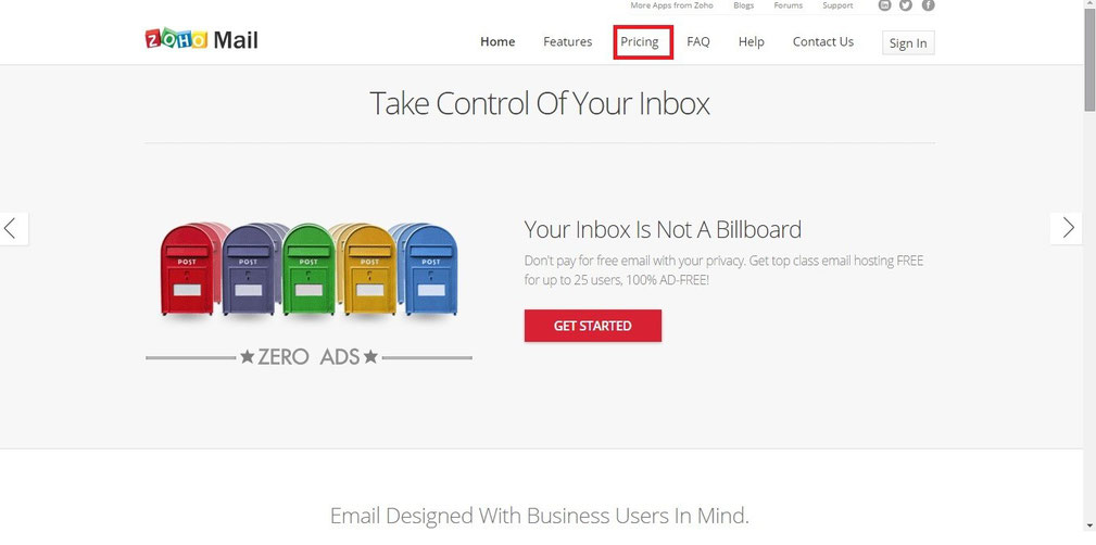 zoho mail pricing