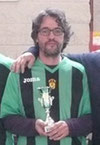 Julio Candelas, fundador del Moralzarzal Subbuteo Club, orgulloso de debutar con "La Roja". Mucha suerte, capitán, lo merecías.