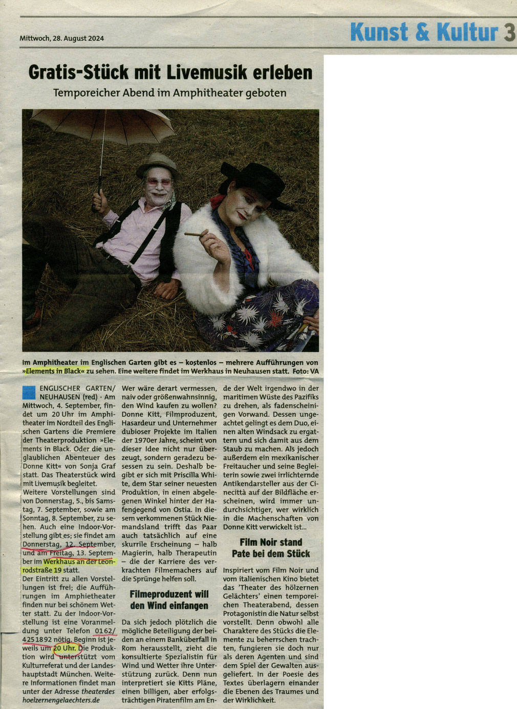 "Elements in Black", Wochenanzeiger, 28.08.2024