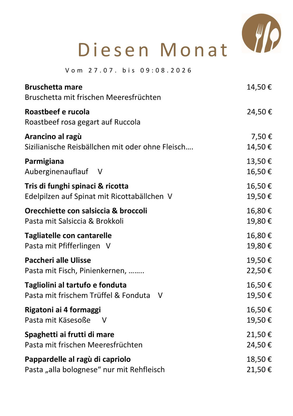 Adoro Gusto Kirchheim Teck - Aktuelle Tagesgerichte - Tageskarte - Mittagstisch