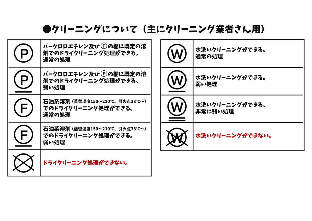 【洗濯表示】クリーニングについて