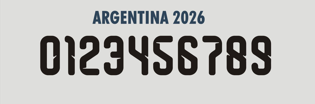 Argentina 2026 World Cup style jersey number font for sublimation jerseys