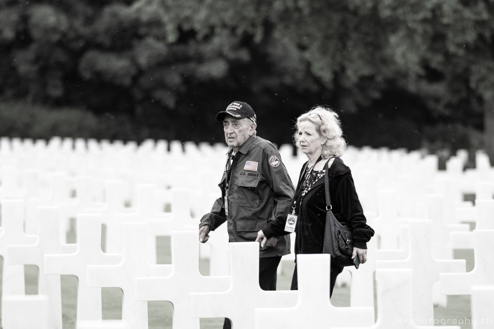 Nono Zicari, the 96 year old WWII-Veteran,  at the american cemetery in normandy.