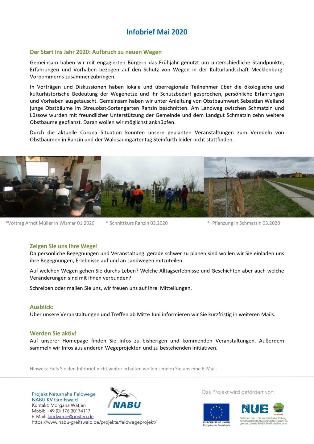 Projektinfos Webseite des NABU Greifswald