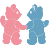 logo d'ECLAS - 2 ours bleu et rose