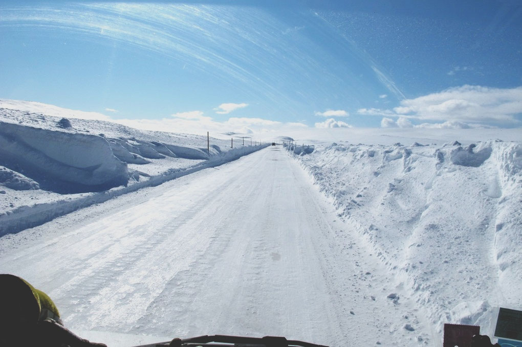 bigousteppes norvège route glace neige