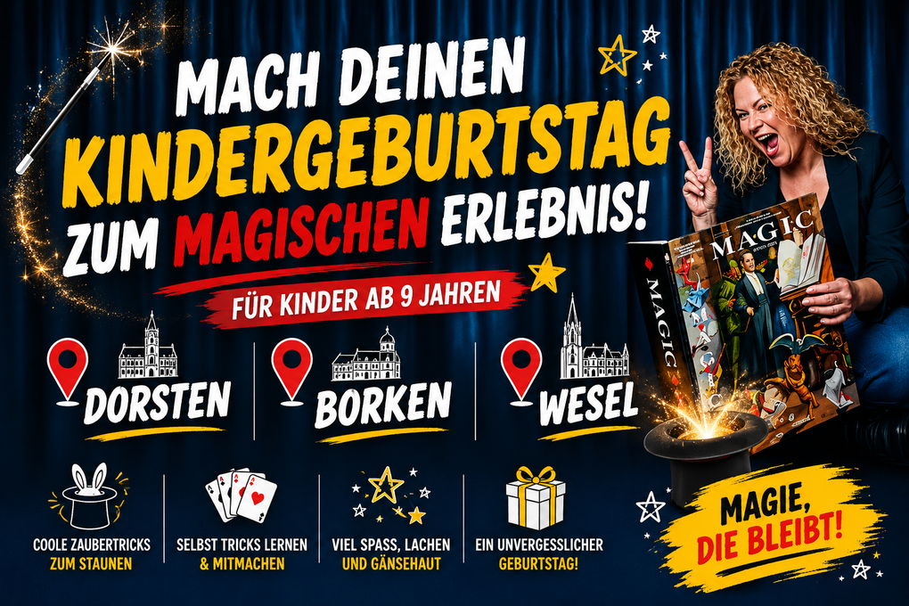 ZAUBERIN NRW - Idee Kindergeburtstag - Idee Erwachsenengeburtstag NRW feiern Dorsten Borken Wesel Titelbild