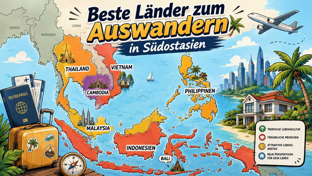 Beste Länder zum Auswandern in Südastasien Karte